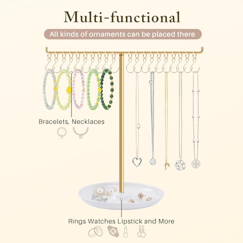 OAOLEER Bracelet Holder Display, Gold Jewelry Holder with 20 Movable Hooks Bracelet Stand Organizer, Jewelry Display Stand for Necklaces Bangles - size: 1 Tier-Gold
