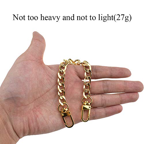 HAHIYO Purse Chain Strap 7.9 inches Yellow Gold for Shoulder Cross Body Sling Purse Handbag Clutch Replacement Comfortable Flat 0.4" Wide Enough 2.4mm Extra Thick Metal 1 Pack - size: Yellow Gold 7.9 inches