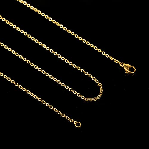 20pcs Jewelry Chains Bulk for Men and Women Necklace DIY, Gold Plated Stainless Steel Cable Chain Jewelry Supplies (16 Inches) - color: Gold Cable, size: 16 Inch