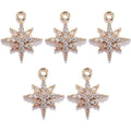 Crystal Zirconia Gold Plated Brass Charms for Jewelry Making Bracelet Necklace Earring Pendant Craft Supplies DIY Accessories - color: StarA-White-5Pcs