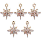 Crystal Zirconia Gold Plated Brass Charms for Jewelry Making Bracelet Necklace Earring Pendant Craft Supplies DIY Accessories - color: StarA-White-5Pcs