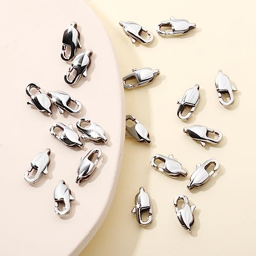 20PCS 13MM Lobster Clasps 316 Stainless Steel Lobster Claw Clasps Bulk for Necklace Bracelet Jewelry Making DIY Craft - color: Stainless Steel, size: 13MM