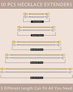 OHINGLT Necklace Extender 10Pcs Chain Extenders for Necklaces Bracelet, 14K Gold and Silver Plated Stainless Steel Extension Chain for Women Jewelry Making - color: Necklace Extender 10Pcs Gold & Siver