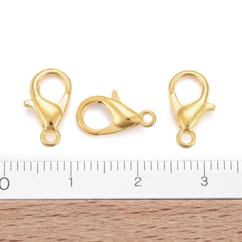 HDSupplies 100 Pieces - Lobster Clasps - Gold Tone - 12x6mm w/ 1.2mm Hole - color: Gold Tone, size: 12x6mm