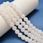 NCB 200pcs 4mm White Jade Beads Natural Semi Precious Beads Round Smooth Gemstones Loose Spacer Beads Charms for Necklaces Bracelets Jewelry Making (White Jade, 4mm 200Beads) - color: White Jade, size: 4mm 200Beads