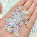 450Pcs Acrylic Beads AB Crystal Star Beads Heart Beads for Jewelry Making DIY Bead Bracelet Necklace Earrings(Transparent White) - color: Transparent White
