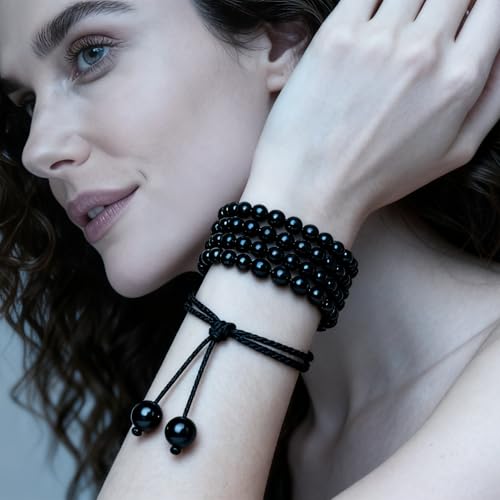 About 60pcs 6mm Natural Stone Beads Black Obsidian Beads Crystal Gemstone for Jewelry Making, DIY Bracelet Necklace - color: Black Obsidian, size: 6mm