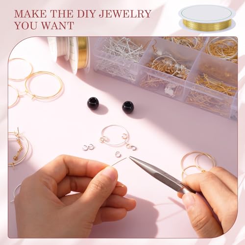 2pcs 20 Gauge Copper Wire for Jewelry Making, 0.8mm Metal Bendable Wire, 17.06 Feet Flexible Craft Wire for Home Decor, Sculpture, DIY - Silver, Gold