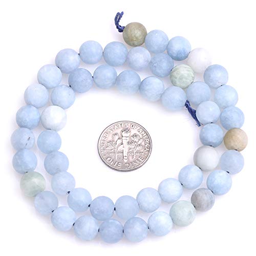 GEM-Inside Natural 8mm Aquamarine Quartz Gemstone Loose Beads Frosted Round A Grade Crystal Energy Stone Power for Jewelry Making 15" - color: Aquamarine, size: 8mm