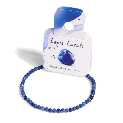 Healing Crystal Bracelet Clear Quartz Faceted Beaded Bracelets for Women Men 3mm Natural Stone Adjustable Handmade Stretch Bracelet Reiki Spiritual Jewelry Fashion Gifts - color: Lapis Lazuli