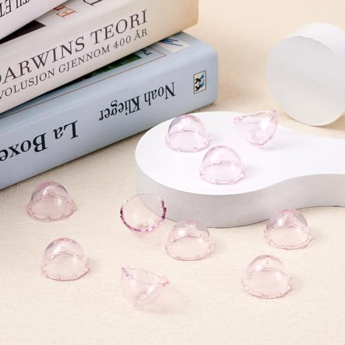 FASHEWELRY 10Pcs 21mm Glass Wind Bell Beads for Wind Chime Transparent Glass Fishing Bead Jellyfish Beads Light Pink Trumpet Flower Beads Caps for Craft Jewelry Making - color: 21mm，Light Pink