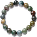 AD Beads Natural Gemstone Round Beads Stretch Bracelet Healing Reiki 10mm (Indian Agate) - color: Indian Agate