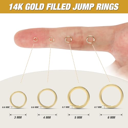 5MM 500PCS 14K Gold Jump Rings for Jewelry Making Non Tarnish Small Open Gold Filled Jump Rings for Necklace Earrings Bracelet Key Chains and DIY Craft - size: 5MM-500PCS
