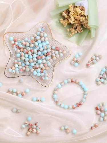Jovivi 96pcs 8mm Blue Imperial Jasper Round Stone Beads for Jewelry Making - color: Blue Imperial Jasper