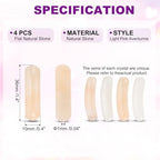 PATIKIL 4 Pcs Natural Stone, 36 x 10 mm Natural Curved Clear Quartz Stone Crystal Handmade Jade Flat Beads for DIY Crafting, Light Pink Aventurine - color: Light Pink Aventurine