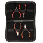 The Beadsmith Ergonomic Pliers Set – Extra Fine Tips – 5 Inches, 4-Pieces: Round Nose, Chain Nose, Flat Nose & Semi-flush Side Cutter – Leatherette Carrying Case Included – Tools for Jewelry Making - size: 4-piece Set - 5"