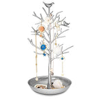 Inviktus Silver Birds Tree Jewelry Stand Display Earring Necklace Holder Organizer Rack Tower-silver - color: antique silver