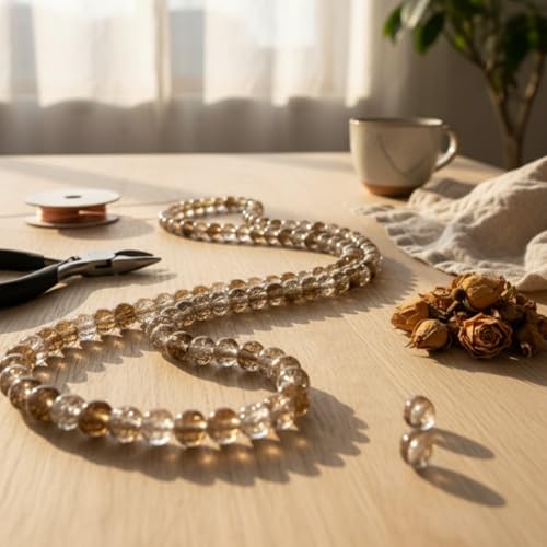 DandS ltd Crackle Lampwork Glass Beads for Jewelry Making, Champagne, Vibrant DIY Bracelets, Necklaces, Earrings, Beading Supplies & Craft Kits for Handmade Jewelry, 80pcs 0.39 inch (10mm), #J218-10 - color: Champagne