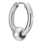 Stainless Steel Circle Beads Huggie Hinged Hoop Earrings for Men Women, 2pc - color: Silver, size: Diameter:10MM
