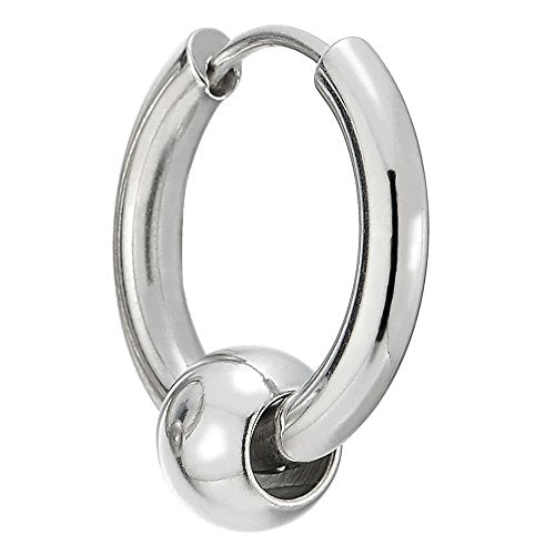 Stainless Steel Circle Beads Huggie Hinged Hoop Earrings for Men Women, 2pc - color: Silver, size: Diameter:10MM