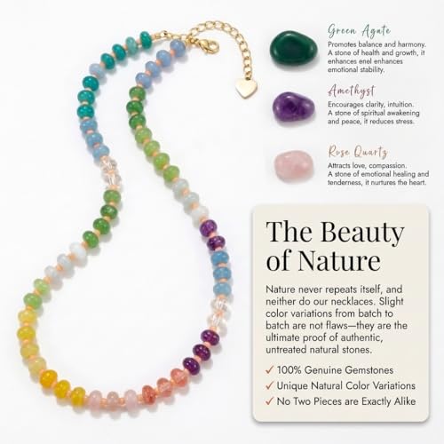 Gmai Layered Beaded Necklace for Women Colorful Trendy Snake Chain Circle Pendant Choker Gold Chain Adjustable Length Bohemian Rainbow Stackable Necklaces Jewelry Gift - style: Green yellow white string beads