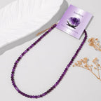 Crystal Choker Necklaces for Women,4mm Handmade Natural Stone Choker Beaded Necklace Healing Crystal Necklace Gemstone Bead Necklaces for Women - color: Amethyst