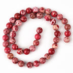 8mm Red Sea Sediment Imperial Jasper Round Gemstone Natural Stone Loose Beads for Jewelry Making Design Crafts 45 Pcs 15 Inch - color: Red, size: 8mm