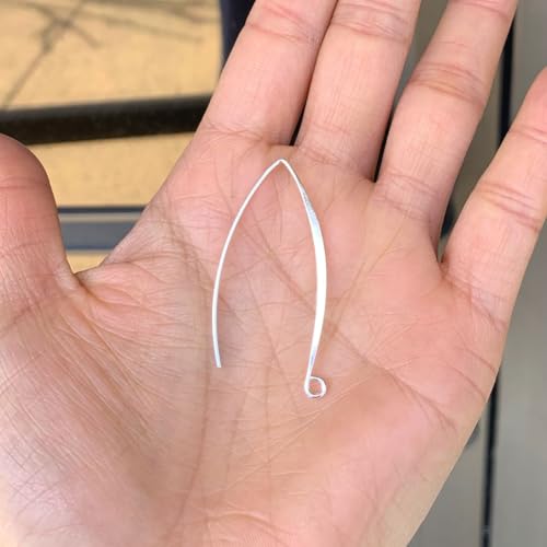 Adabele 100pcs Hypoallergenic Long V Shape Marquise Earring Hooks 45mm Sterling Silver Plated Ear Wire (Strong Wire 0.9mm/19 Gauge) DIY Craft Earrings Jewelry Making250-S - color: Silver