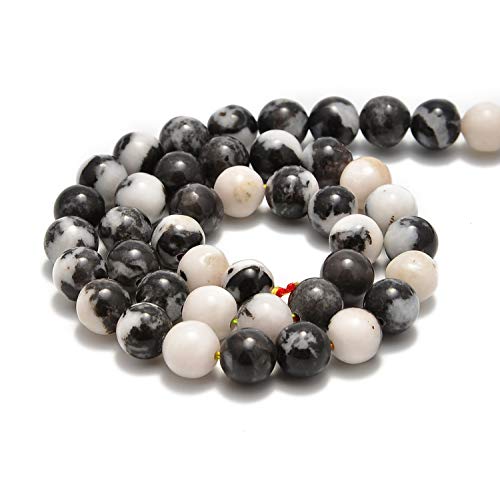 36pcs 10mm Natural Black and White Zebra Jasper Gemstone Round Spacer Loose Stone Beads for Jewelry Making 15.5" 1 Strand (Black and White Zebra Jasper, 10mm 36Beads) - color: Black and White Zebra Jasper, size: 10mm 36Beads