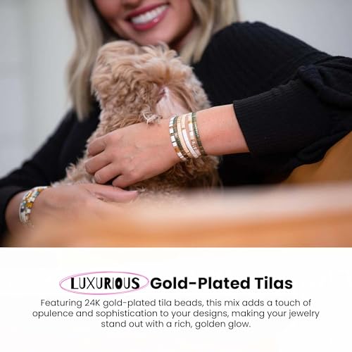 Mack and Rex Tila Bead Mixes (Gold Digger), and Quarter Tila – 24K Plated Tilas, Clear Tila with Glitter, Cream Metallic Brown Tila and Dark Brown - color: Gold Digger, size: 25 Gram Bag