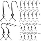 SUNNYCLUE 1 Box 40Pcs Black French Earring Hooks with Pinch Bails Clasp Stainless Steel Earring Hooks Bulk Ear Wire Fishhook Earwires Earrings Findings for Jewelry Making Supplies DIY Dangle Earrings - style: Earring Hook 2