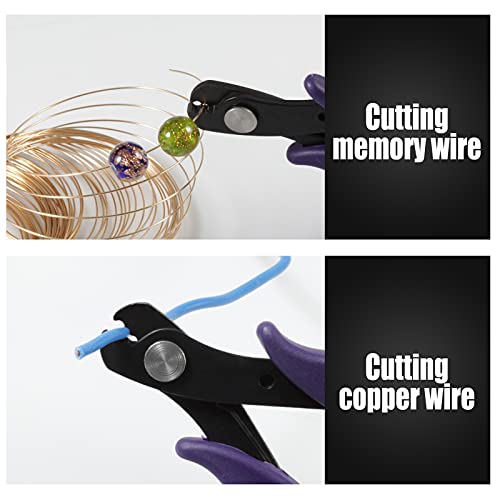 5.5 Inches Memory Wire Cutter for Jewelry Making - Bracelet Making Kit With 200 KC Gold Loops - Beading Wire Jewelry Cuff - color: Kc Gold