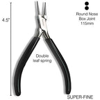 The Beadsmith Round Nose Pliers – Extra Fine Tips – 4.5 inches (114mm) – PVC Grip Handle with Double Leaf Springs – Jewelry Making Tool for Creating Bracelets, Earrings and Necklaces