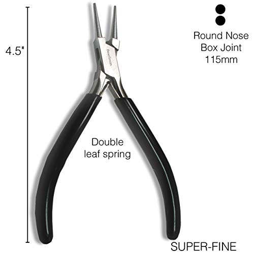 The Beadsmith Round Nose Pliers – Extra Fine Tips – 4.5 inches (114mm) – PVC Grip Handle with Double Leaf Springs – Jewelry Making Tool for Creating Bracelets, Earrings and Necklaces