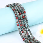 Natural Stone Beads Round Genuine Real Stone Beading Strand Loose Gemstones DIY Smooth Bead for Bracelet Necklace Earrings Jewelry Making (African Bloodstone, 6mm 60 Pieces) - color: African Bloodstone, size: 6mm 60pcs