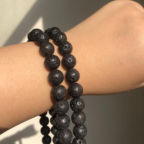Yochus 60pcs Volcanic Rock/Black Lava Rock Beads，6mm Healing Power Natural Stone Round Loose Beads for Jewelry Making Earring Necklace DIY Crafts - color: Black Volcanic Lava Stone, size: 6mm 60beads