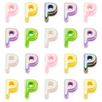 Beadthoven 20pcs Big Letter P Beads Large Hole Bubble Alphabet Acrylic Beads Charm Iridescent Plastic P Shape Loose Chunky Spacers for Jewelry Making Bracelet Necklace Keychains Shoelaces Crafts - color: P