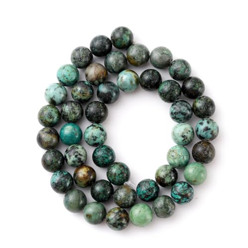 6mm 60pcs DIY Natural African Turquoise Stone Beads Round Healing Crystal Gemstone Loose Beads for Jewelry Making Handmade Bracelet Necklace - color: African Turquoise, size: 6mm