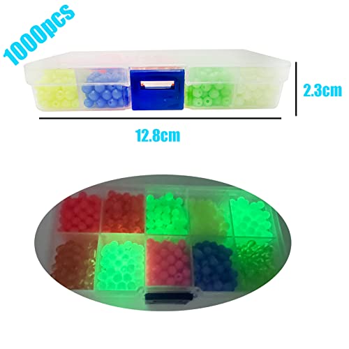1000PCS 5mm Fishing Beads Accessories Set Mix 10 Colors Round Fishing Rig Beads Luminous Plastic Fishing Line Beads