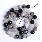 90pcs 4mm AAA Natural Black Quartz Rutilated Beads Round Loose Beads for Jewelry Making DIY Bracelet Crystal Energy Healing Power Stone (Black Rutilated Quartz Crystal, 4mm) - color: Black Rutilated Quartz Crystal, size: 4mm