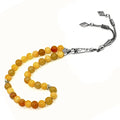 Simple Designed Natural Stone Worry Beads (8mm -33 Beads) - Prayer Beads Tesbih-Tasbih-Tasbeeh-Misbaha-Subha-Sebha-Sibha-Rosary (Yellow Jade Stone) - color: Yellow Jade Stone