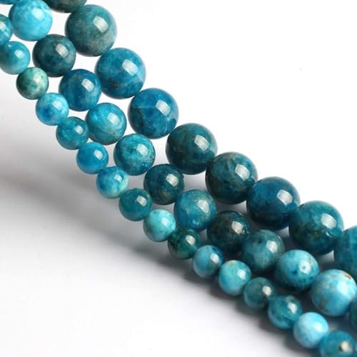 Yochus 35pcs Blue Apatite Stone Beads，10mm Healing Power Natural Stone Round Loose Beads for Jewelry Making Earring Necklace DIY Crafts - color: Blue Apatite Stone, size: 10mm 35beads