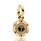925 Sterling Silver Charms for Bracelets Gold Love and Heart Charms Cherry Blossom Dangle Beads Jewelry for Women - color: Gold Lucky 7
