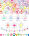 FIVEIZERO 300PCS Acrylic Flower Beads, Colorful Transparent Bead Charms for DIY Bracelets, Necklaces & Jewelry Craft Supplies - color: Clear Acrylic