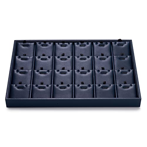 Oirlv Stackable 24 Gird Necklace Organizer Tray with Removable Jewelry Cards Necklace Pendant Jewelry Drawer Organizer - color: Blue, size: 24 Grid Tray with Inserts