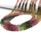 Stone2wear 3-4mm Natural Multi Color Tourmaline Rondelle Beads (16 Inch Strand) Smooth Gemstones - Genuine Birthstone for Handmade Jewelry Design & Wire Wrapping