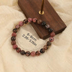 Crystal Vibe 8mm Beaded Bracelets For Women Men - Healing Crystal Bracelet - Adjustable Size - color: rhodolite