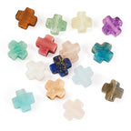 15 Pcs 8mm Cross Beads Small Cross Crucifix Beads Natural White Gemstone Loose Beads Crystal Crucifix Charms for Easter Holiday Eid Mubarak Ramadan Jewelry Making - color: 15 Colors-Mix Stones