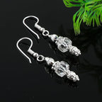 Natural Gemstone Dainty Earrings, Silver Plated Hypoallergenic Jewelry, Handmade Healing Crystal Lightweight Earring, Polished Stones, Elegant Birthday Statement Gift for Women