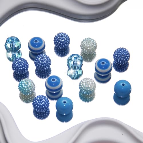 48 Pcs 20mm Beads for Pens Bubblegum Bead Light Blue Crystal Acrylic Round Chunky Bead Sparkly Large Balls Beads for Pen Beadable Keychain Bracelet Necklace DIY Jewelry Making Supplies - color: Light blue Color